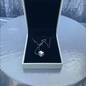 Aurora Sterling Silver Necklace Cubic Crystals Pendant Necklace